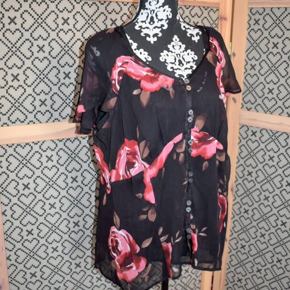 Midnight Velvet sheer blouse with tank women's plus size 1X - Picture 4 of 11